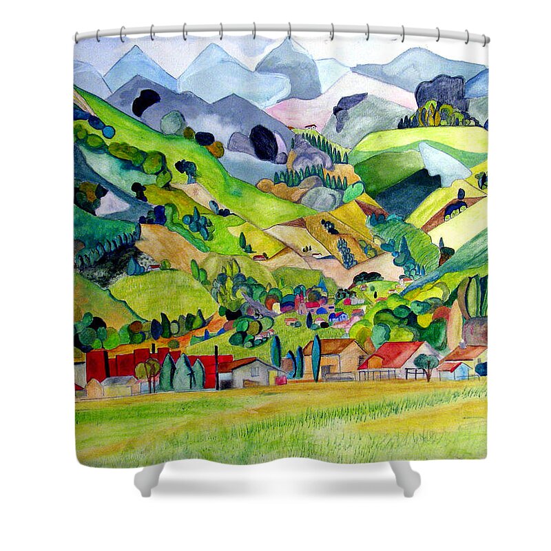 Landscape Shower Curtain featuring the painting Switzerland by Patricia Arroyo