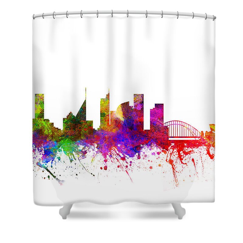 Sydney Shower Curtain featuring the drawing Sydney Australia Cityscape 02 by Aged Pixel