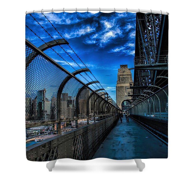 Cityscape Shower Curtain featuring the photograph Sydney Harbour Bridge Walkway by Diana Mary Sharpton