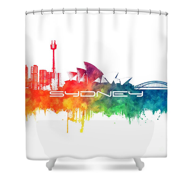 Sydney Shower Curtain featuring the digital art Sydney skyline city color by Justyna Jaszke JBJart