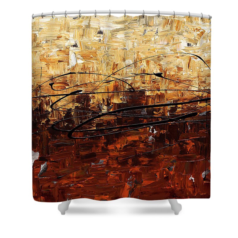 Abstract Art Shower Curtain featuring the painting Symphony by Carmen Guedez