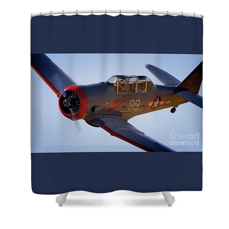 Transportation Shower Curtain featuring the photograph T-6 Race 89 Baby Boomer by Gus McCrea