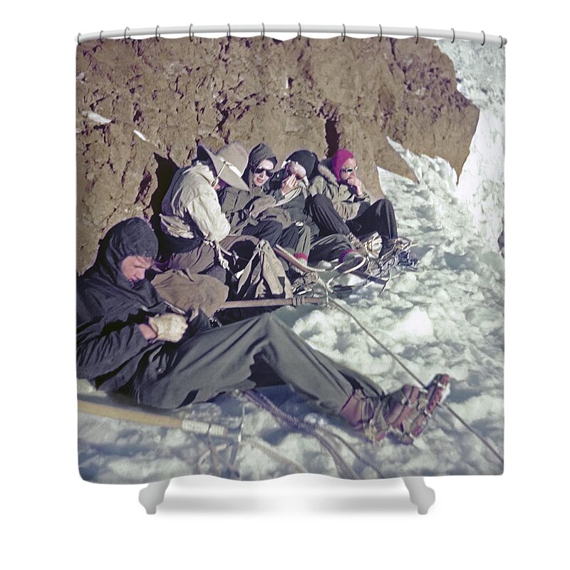 T904801 Shower Curtain featuring the photograph T-904801 Rest Stop on Mt. Rainier, My FIRST Mountain Photo by Ed Cooper Photography