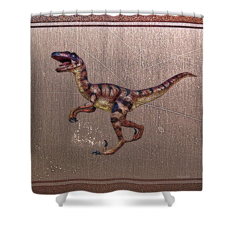 Drawing Shower Curtain featuring the digital art T. Rex by Lena Owens - OLena Art Vibrant Palette Knife and Graphic Design