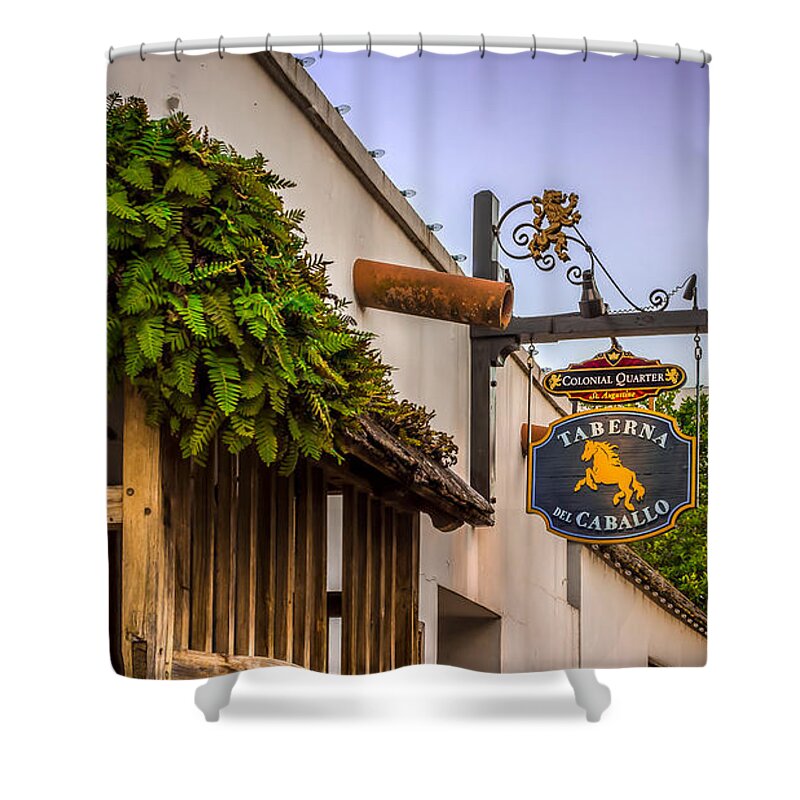 Aged Shower Curtain featuring the photograph Taberna del Caballo by Rob Sellers