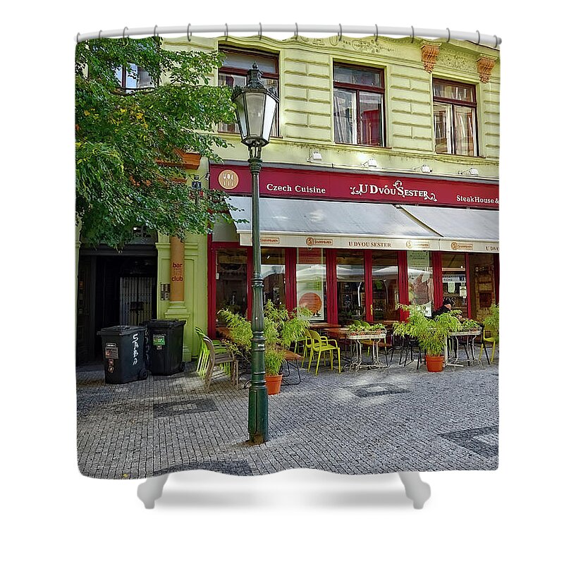 Restaurant Shower Curtain featuring the photograph Table For 2 With No Waiting In Prague by Rick Rosenshein