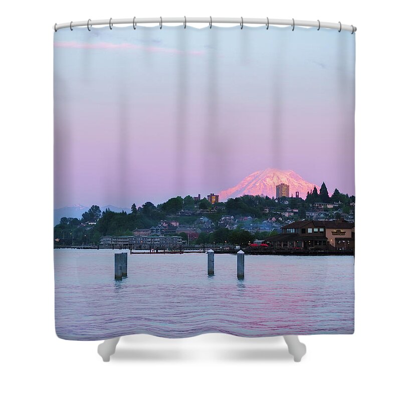 Tacoma Shower Curtain featuring the photograph Tacoma Sunset by Ken Stanback