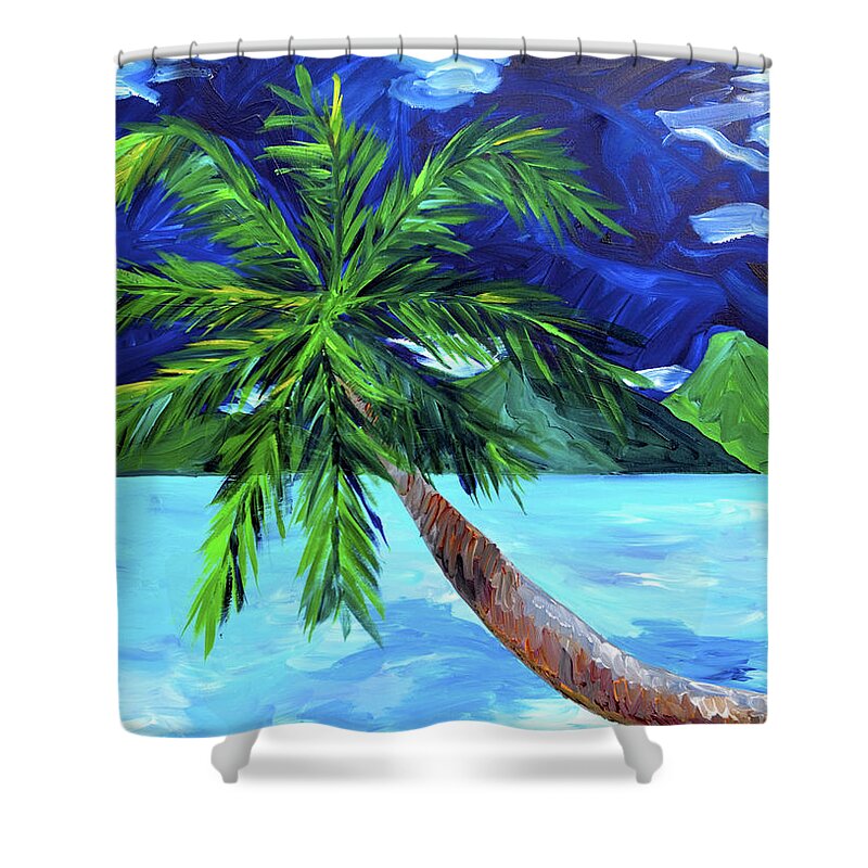 Tahiti Shower Curtain featuring the painting Tahiti Beach by Beth Cooper