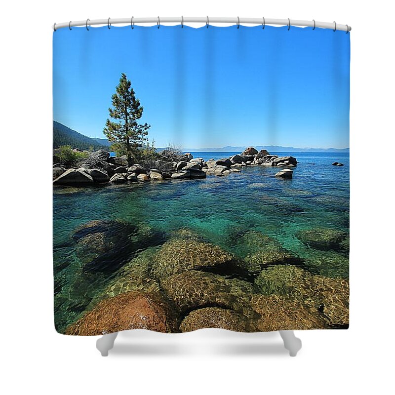 Lake Tahoe Shower Curtain featuring the photograph Tahoe Northern Island by Sean Sarsfield
