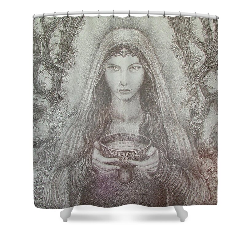 Girl Shower Curtain featuring the drawing Take A Bowl of Your Happiness by Rita Fetisov