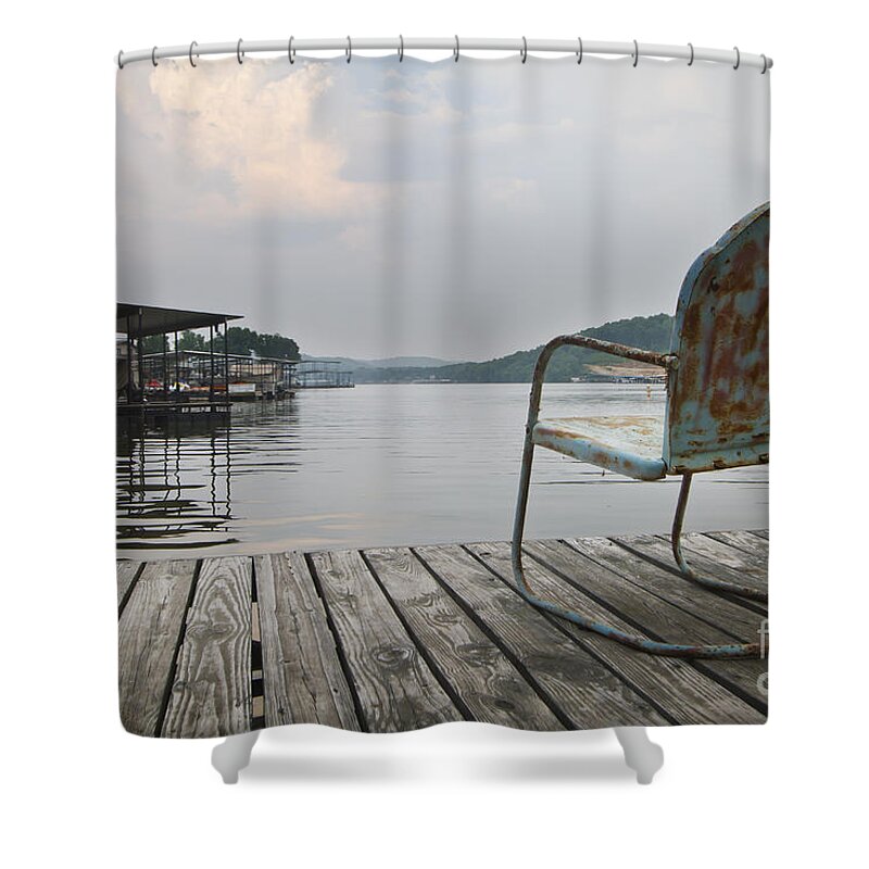 Lake Shower Curtain featuring the photograph Sittin' On The Dock by Dennis Hedberg