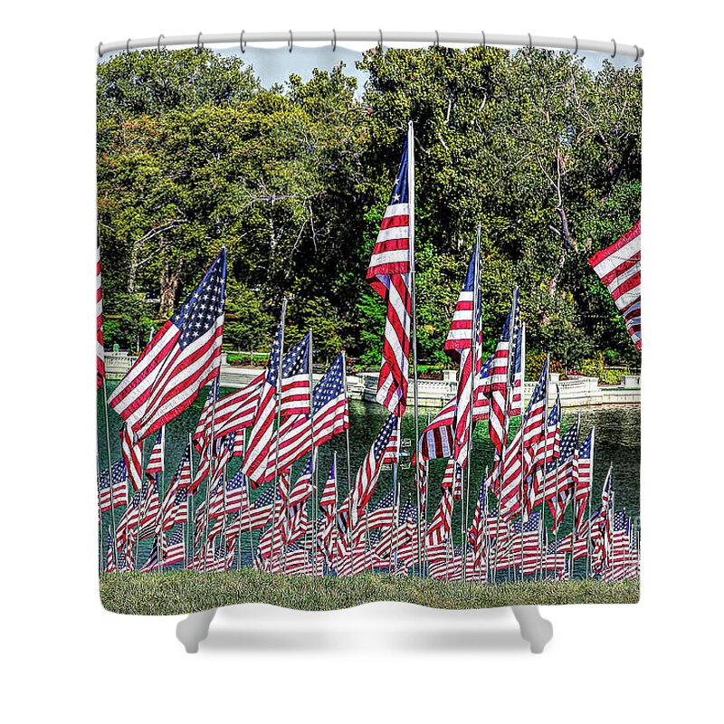 American Flag Shower Curtain featuring the photograph Taking the Hill by John Freidenberg