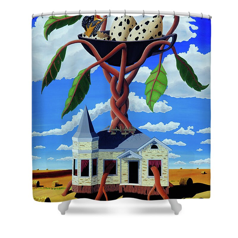  Shower Curtain featuring the painting Talk of the Town by Paxton Mobley
