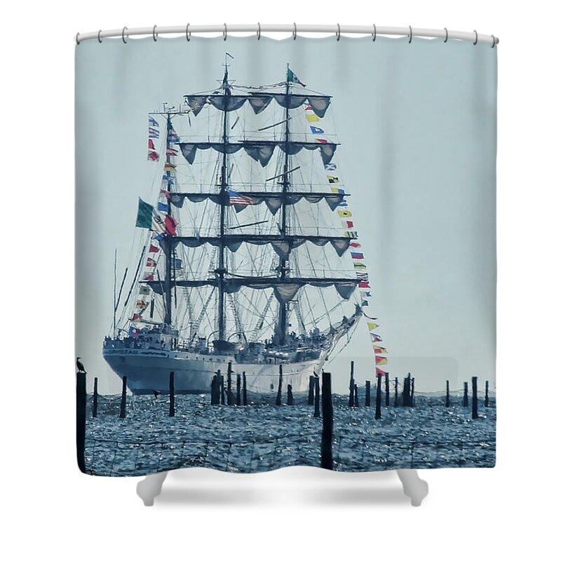 Sailing Shower Curtain featuring the photograph Tall Ship by Alan Hutchins
