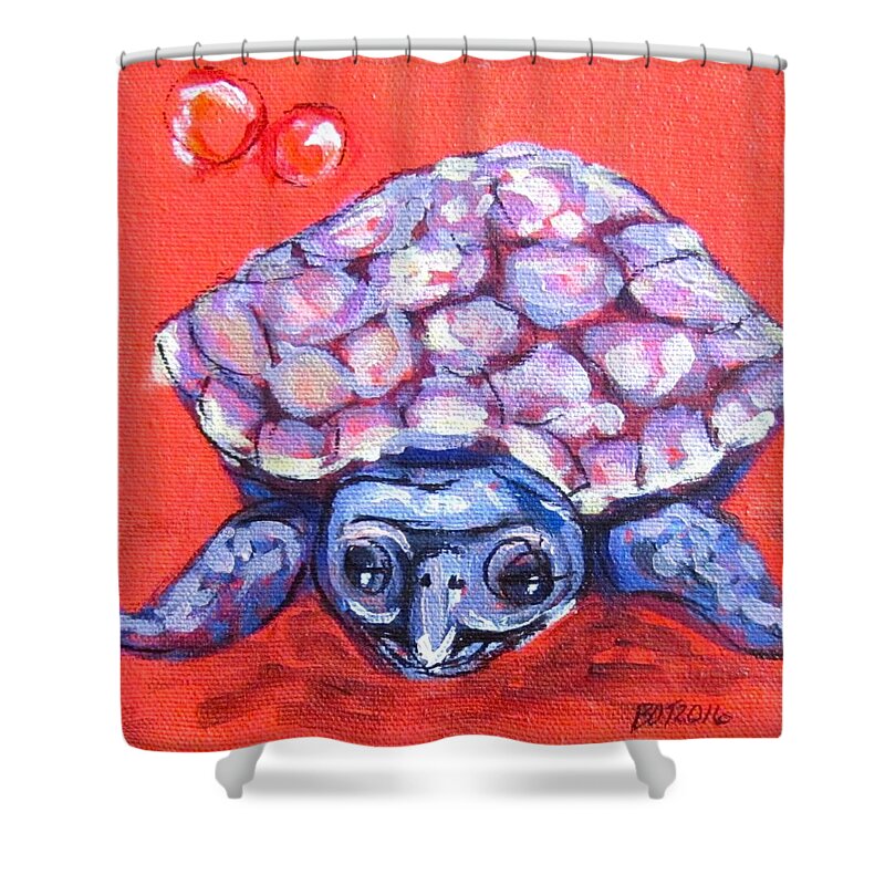 Turtle Shower Curtain featuring the painting Talula Turtle by Barbara O'Toole