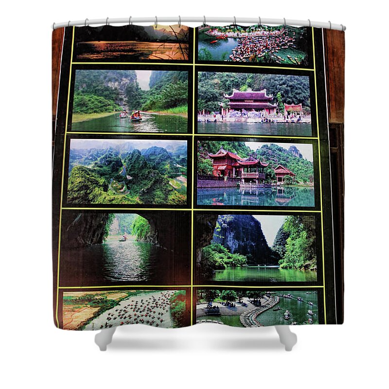 Vietnam Shower Curtain featuring the photograph Tam Coc Picture Display by Chuck Kuhn