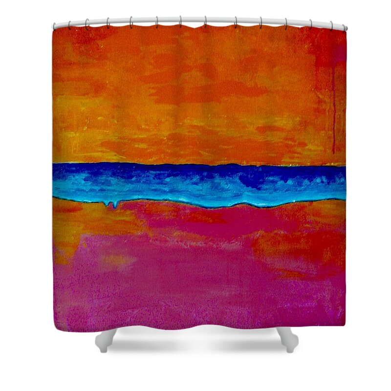 Abstract-painting-mixed-media Shower Curtain featuring the painting Tampa Bay by Catalina Walker