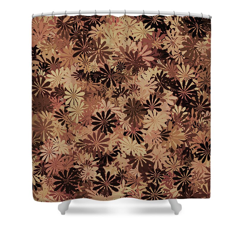 Flower Shower Curtain featuring the digital art Tan Floral Pattern by Aimee L Maher ALM GALLERY