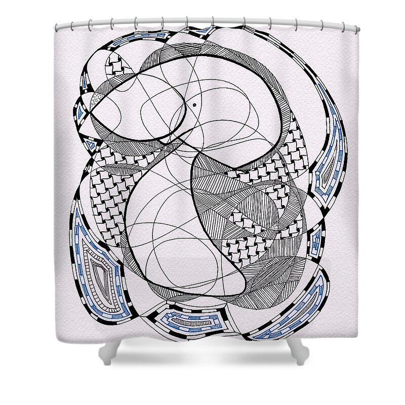 Line Work Shower Curtain featuring the digital art Tangle Monster Drawing by Uncle J's Monsters