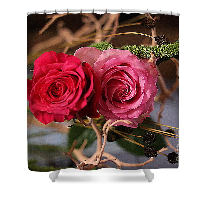 Flowers Shower Curtain featuring the photograph Tangled on Driftwood by Diana Mary Sharpton
