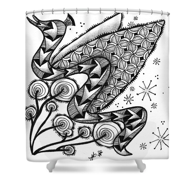 Serpent Shower Curtain featuring the drawing Tangled Serpent by Jan Steinle