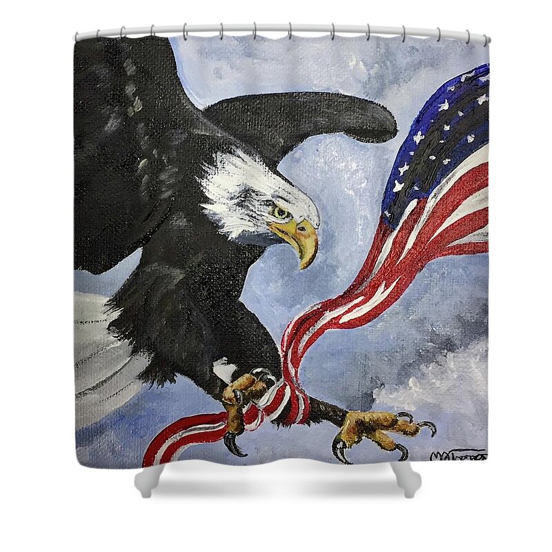 Eagle Shower Curtain featuring the painting Tangled up in Freedom by Melissa Torres