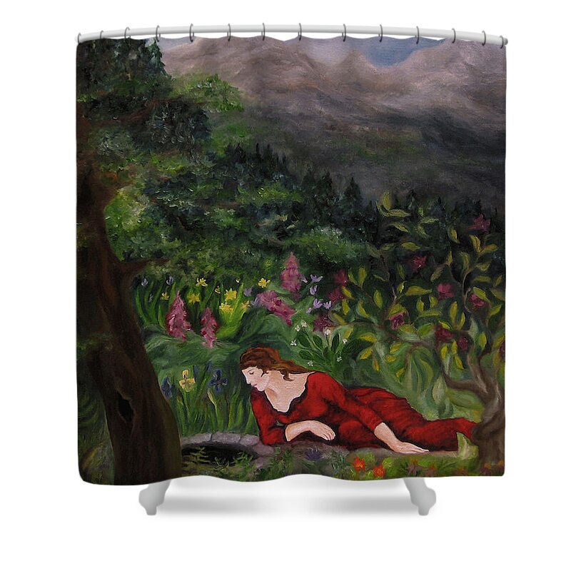 Fairy Tales Shower Curtain featuring the painting Tansel of Loralin by FT McKinstry
