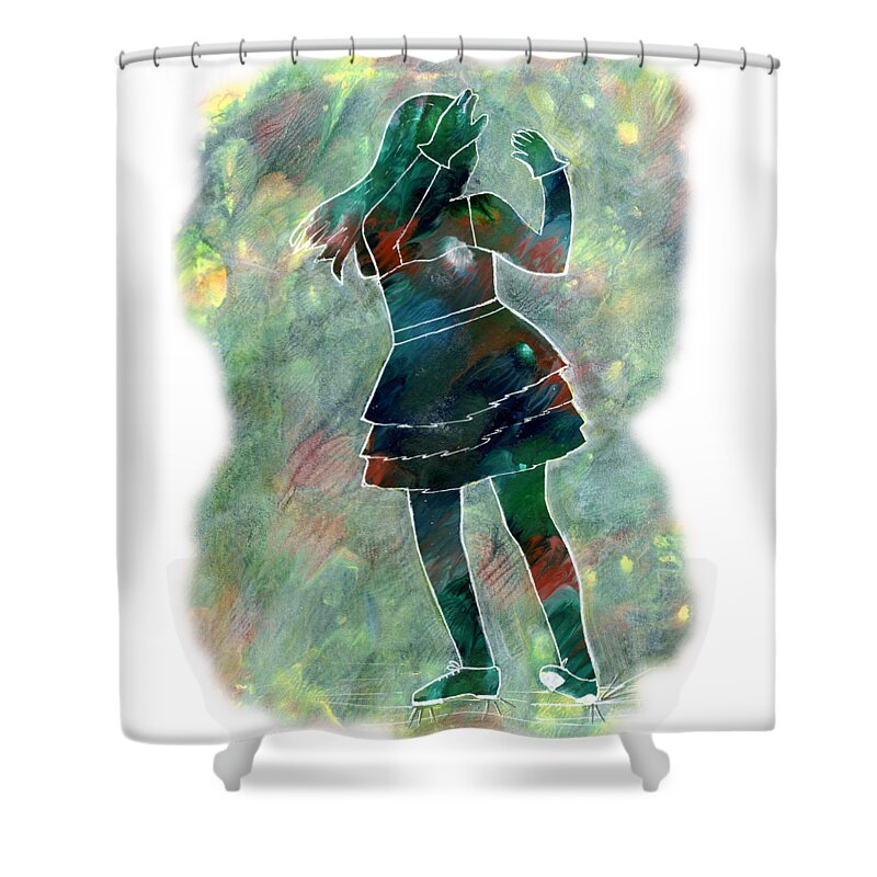 Silhouette Shower Curtain featuring the painting Tap Dancer 1 - Green by Lori Kingston