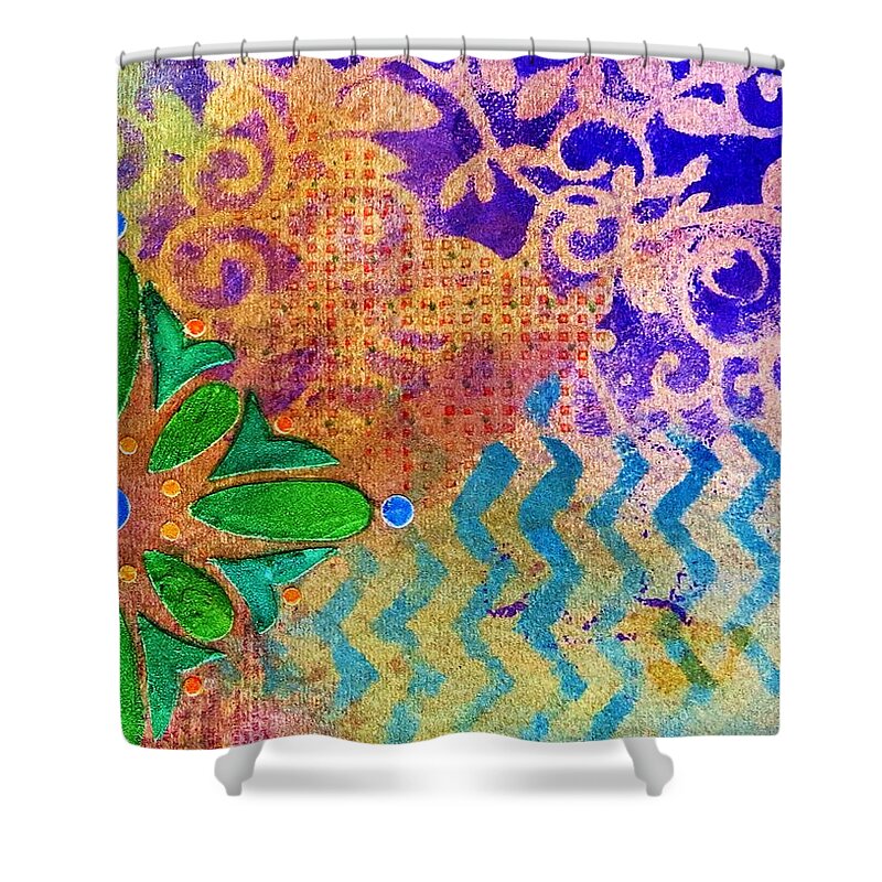 Tapestry Shower Curtain featuring the painting Tapestry 1 mini by Desiree Paquette