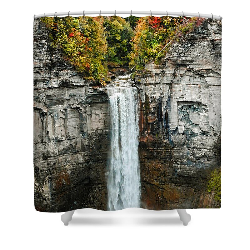 Taughannock Falls Shower Curtain featuring the photograph Taughannock Falls in Autumn by Mindy Musick King