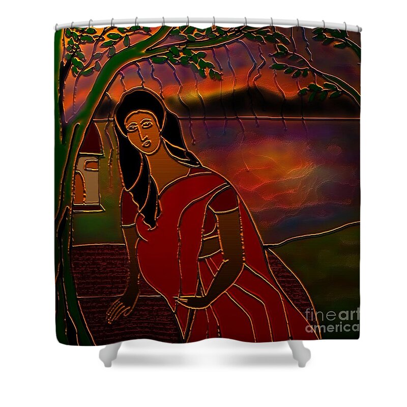 Sita Painting Shower Curtain featuring the digital art Tears Of Tamasa by Latha Gokuldas Panicker