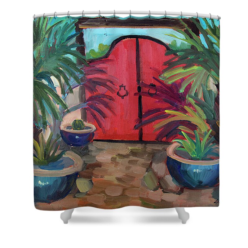 Casa Tecate Shower Curtain featuring the painting Tecate Garden Gate by Diane McClary