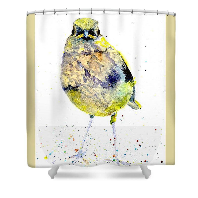 Robin Shower Curtain featuring the painting Teenage Robin by Marsha Karle