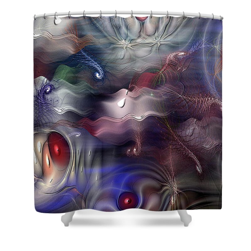 Abstract Shower Curtain featuring the digital art Televisia by Casey Kotas