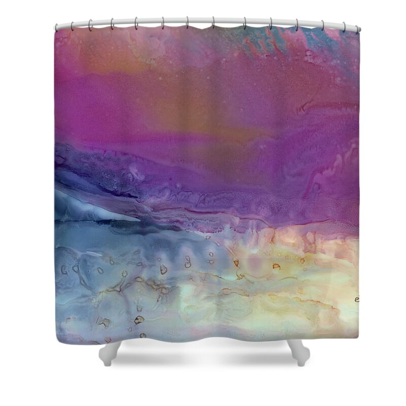 Alcohol Ink Shower Curtain featuring the painting Temperamental Twilight by Eli Tynan