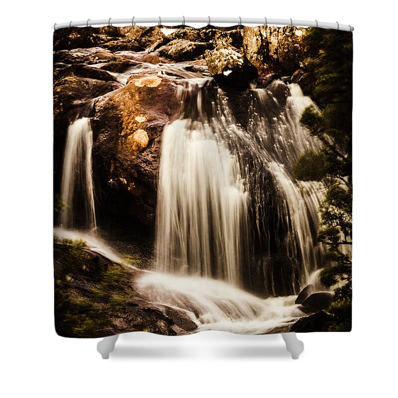 Waterfall Shower Curtain featuring the photograph Temperate highland water fall by Jorgo Photography