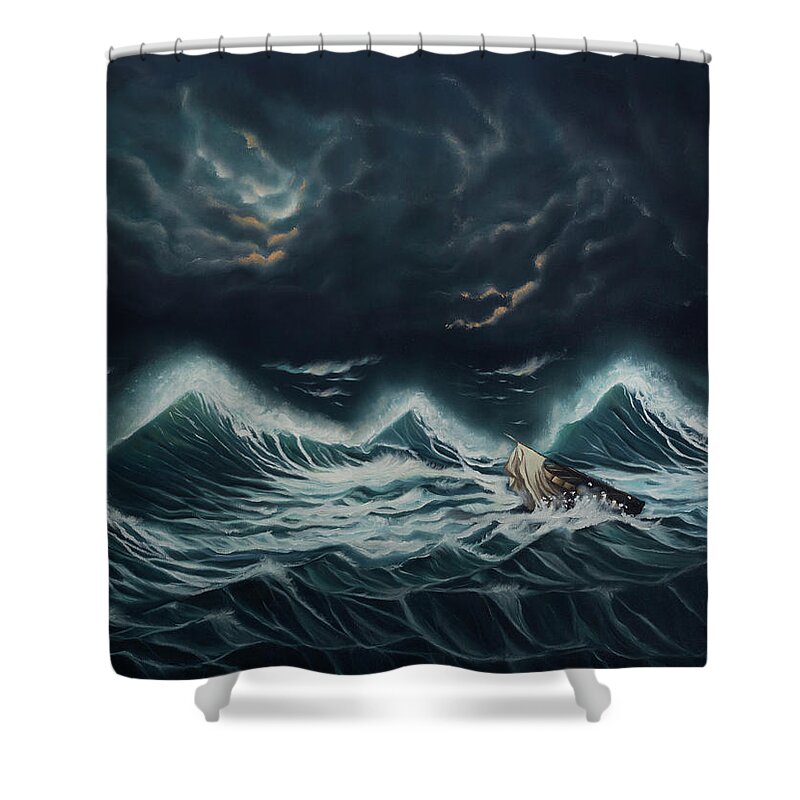 Nesli Shower Curtain featuring the painting Tempest by Neslihan Ergul Colley