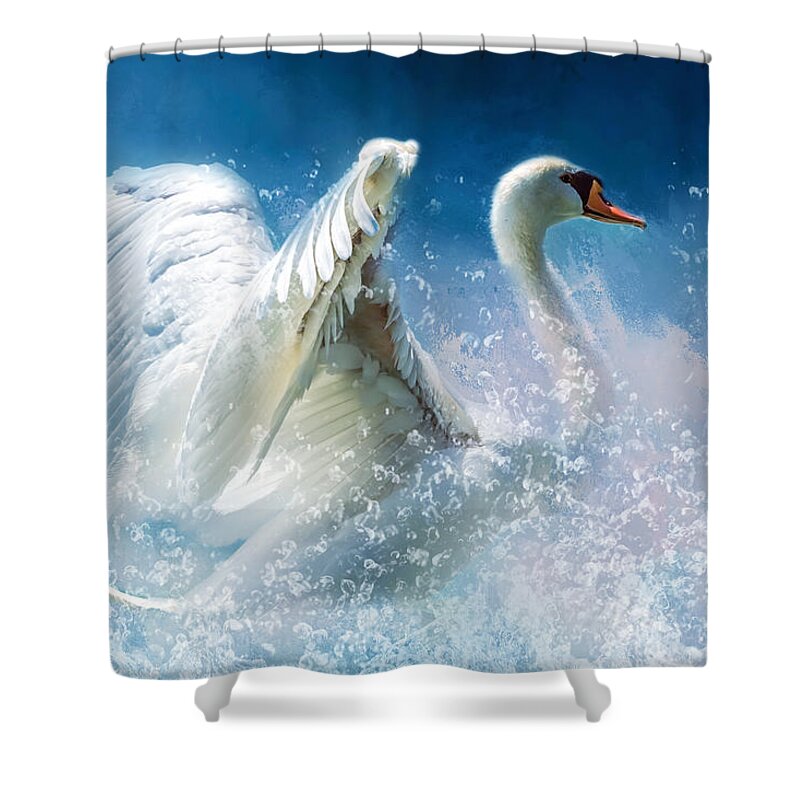 Tempestuous Beauty Shower Curtain featuring the mixed media Tempestuous Beauty by Georgiana Romanovna