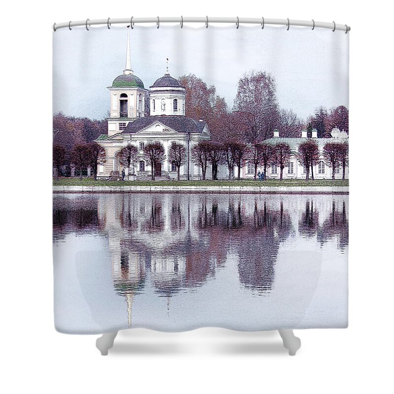 Margarita Buslaeva Shower Curtain featuring the photograph Temple and Bell Tower II by Margarita Buslaeva