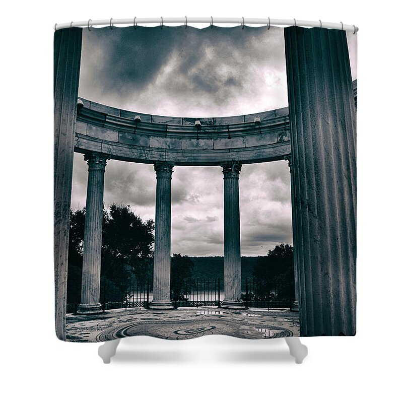 Untermyer Garden Shower Curtain featuring the photograph Temple of the Dawn Sky by Jessica Jenney