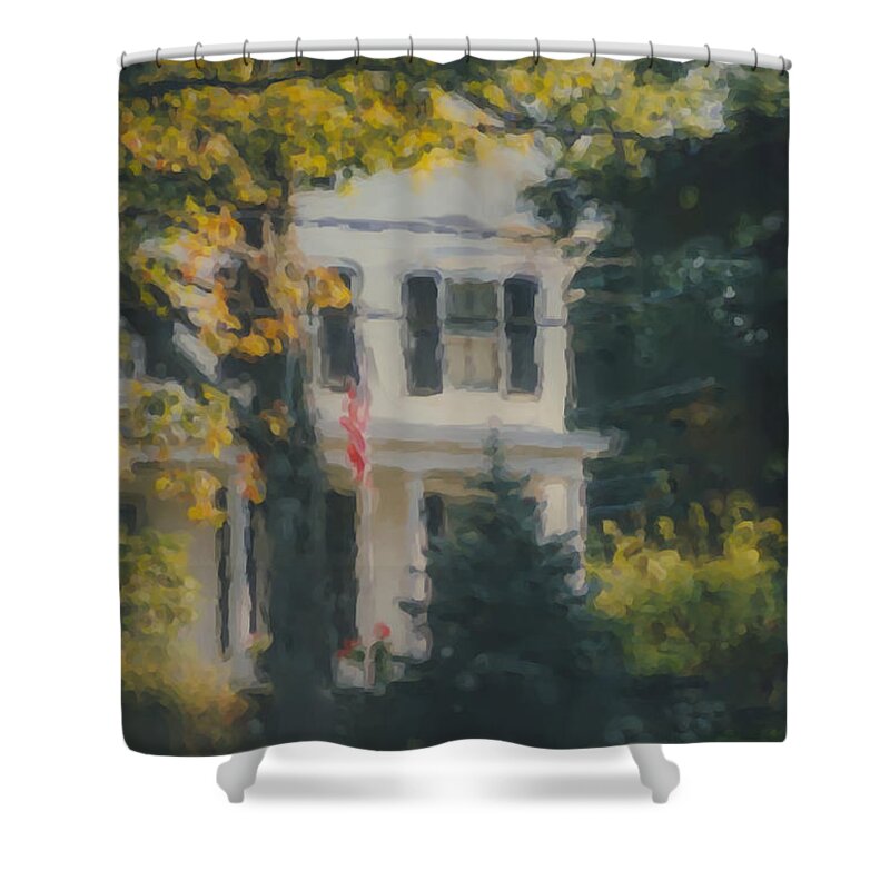 Ten Lincoln Street Shower Curtain featuring the painting Ten Lincoln Street, Easton, MA by Bill McEntee