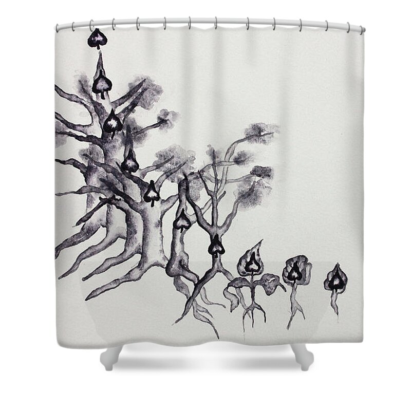 Ten Of Spades Shower Curtain featuring the painting Ten of Spades by Srishti Wilhelm