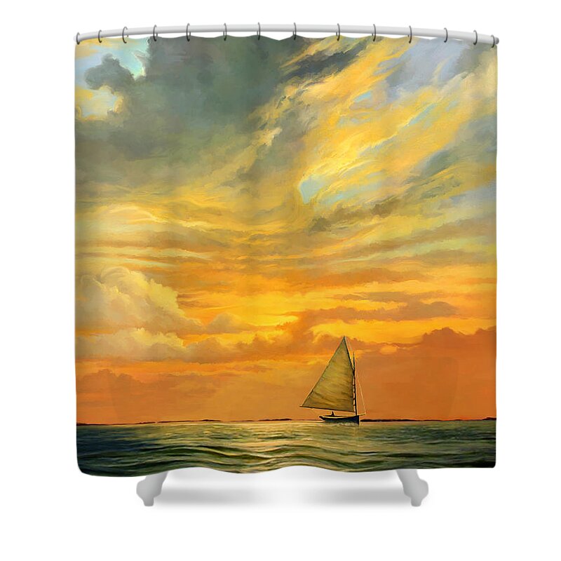 Tropical Shower Curtain featuring the painting Ten Thousand Islands by David Van Hulst