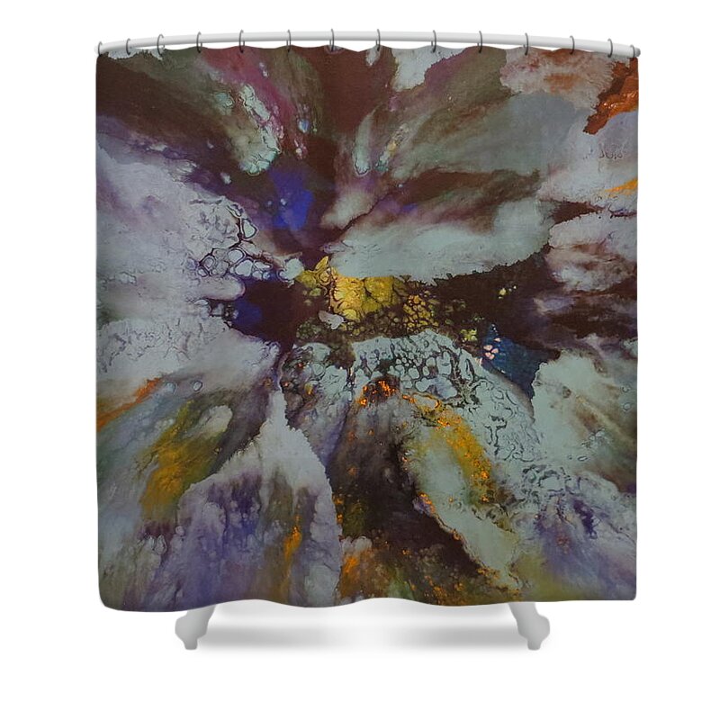 Abstract Shower Curtain featuring the painting Tenacity by Soraya Silvestri