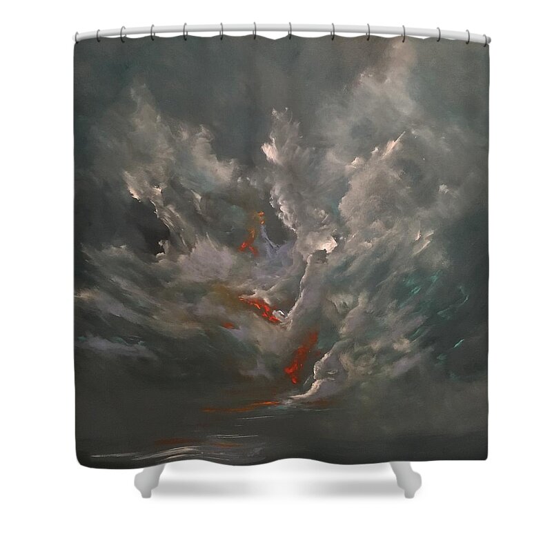 Abstract Shower Curtain featuring the painting Tenebrious by Soraya Silvestri
