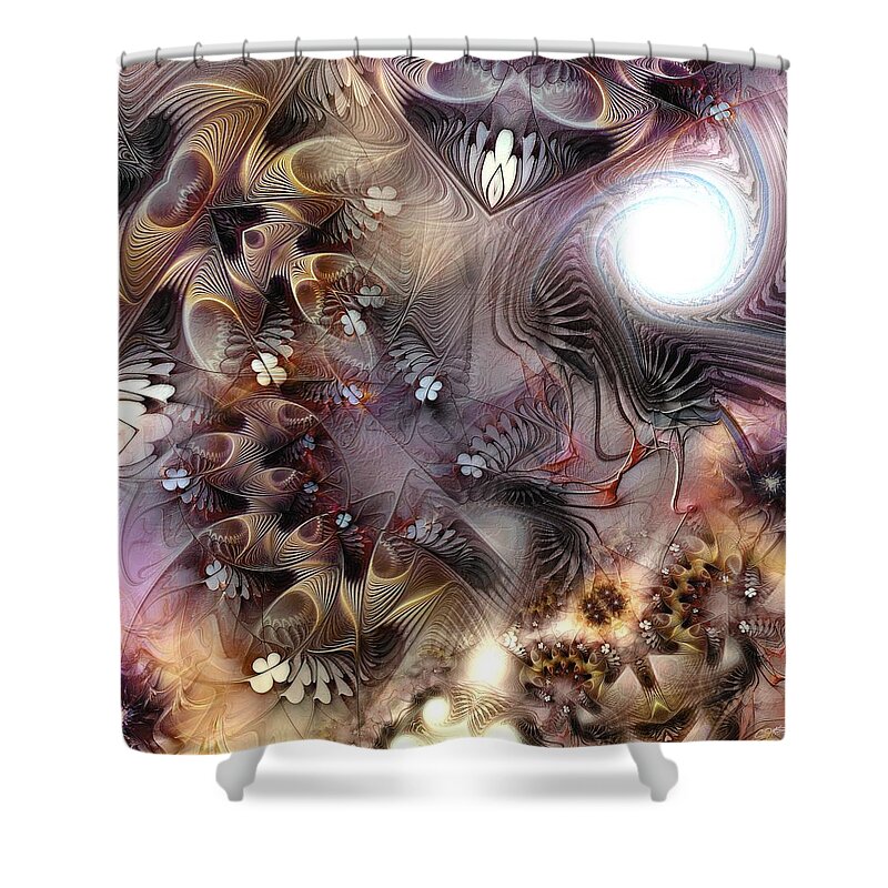 Abstract Shower Curtain featuring the digital art Terminating Turpitude by Casey Kotas
