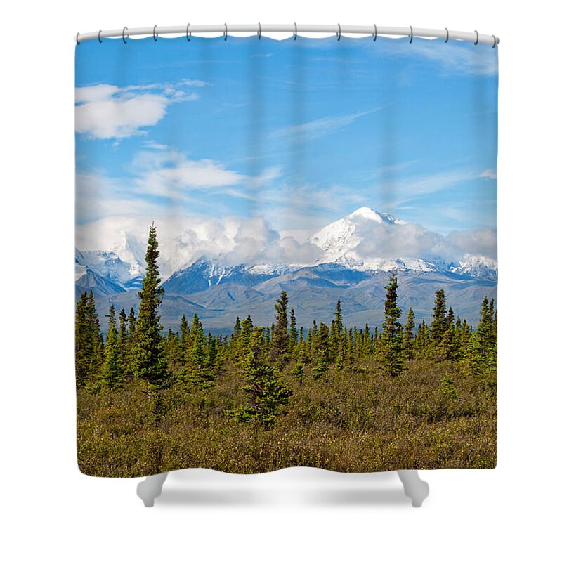Snow Shower Curtain featuring the photograph Termination Dust - Alaska Range by Cathy Mahnke