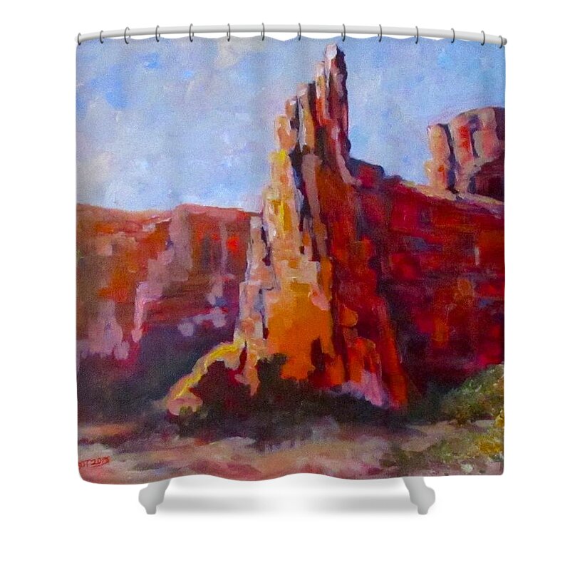Desert Shower Curtain featuring the painting Terry's Canyon by Barbara O'Toole