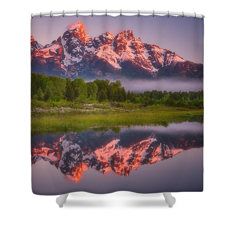 Sunrise Shower Curtain featuring the photograph Teton Awakening by Darren White