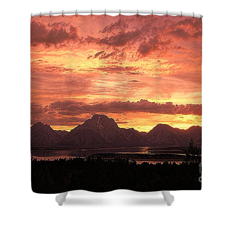 Sunset Shower Curtain featuring the photograph Teton Sunset by Mark Jackson